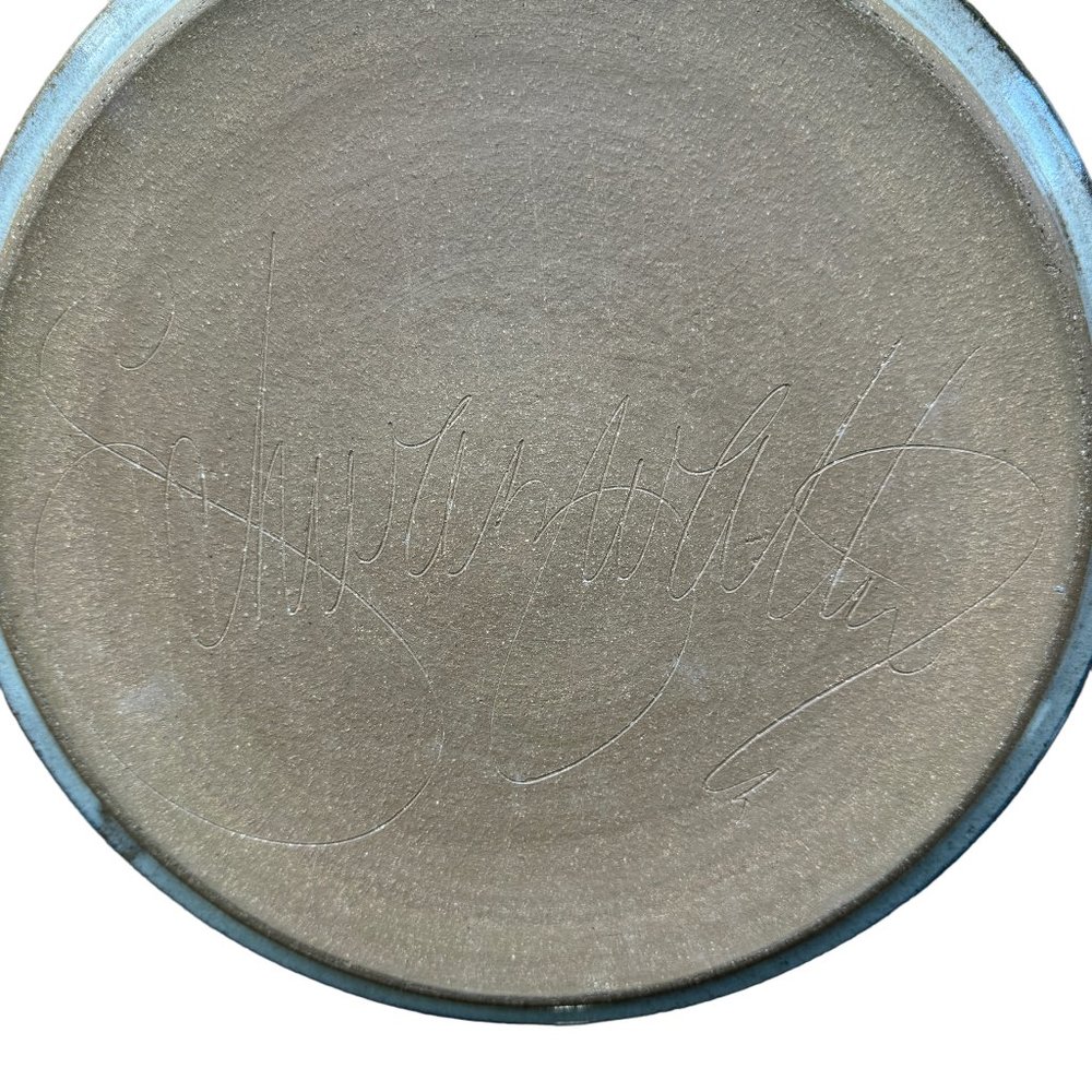 Hand Crafted Stoneware Plate Studio Art Hand Thrown Western Rustic Signed - Picture 5 of 11